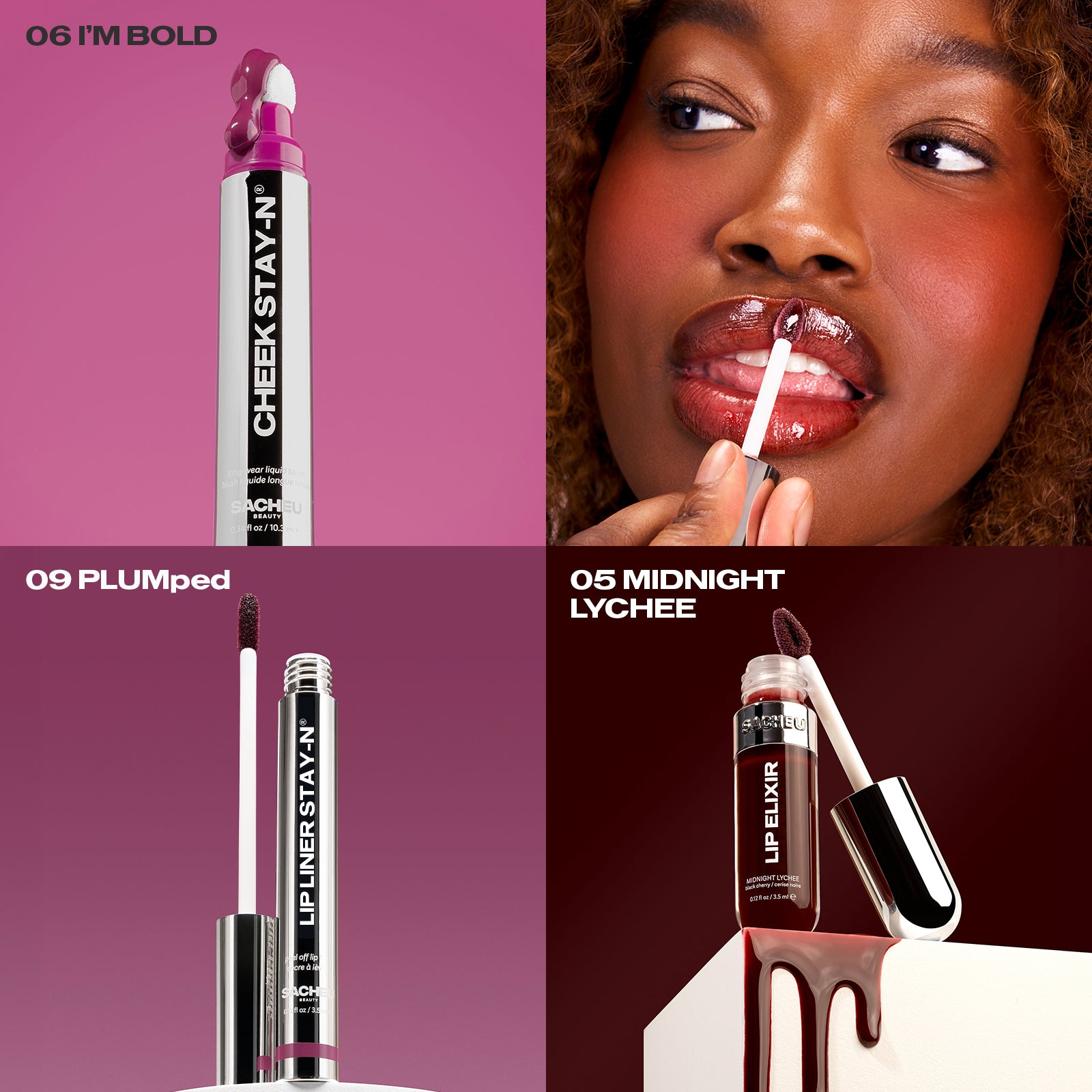 Blushberry Bundle (Cheek: 06 I'm Bold + Liner: 09 PLUMped + Elixir: 05 Midnight Lychee)